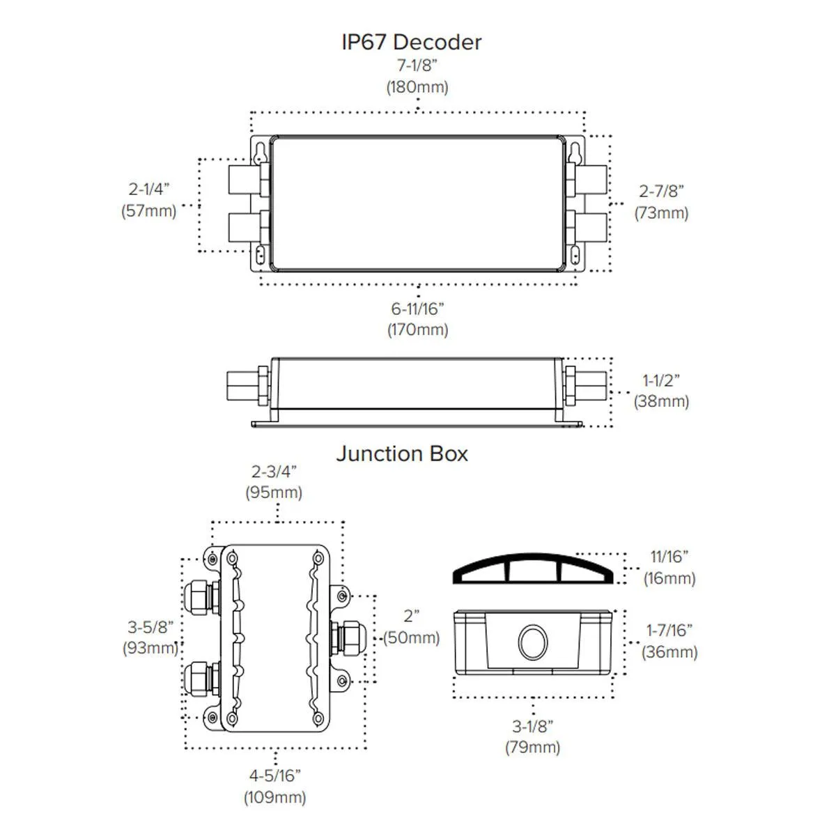 120V DC DMX Decoder, 4 Channel Controller with Junction Box, 100-240V AC Input