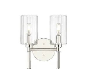 2 Lamps Chastine Vanity Light - Polished Nickel - Clear Beveled Glass - 10.5in. Wide