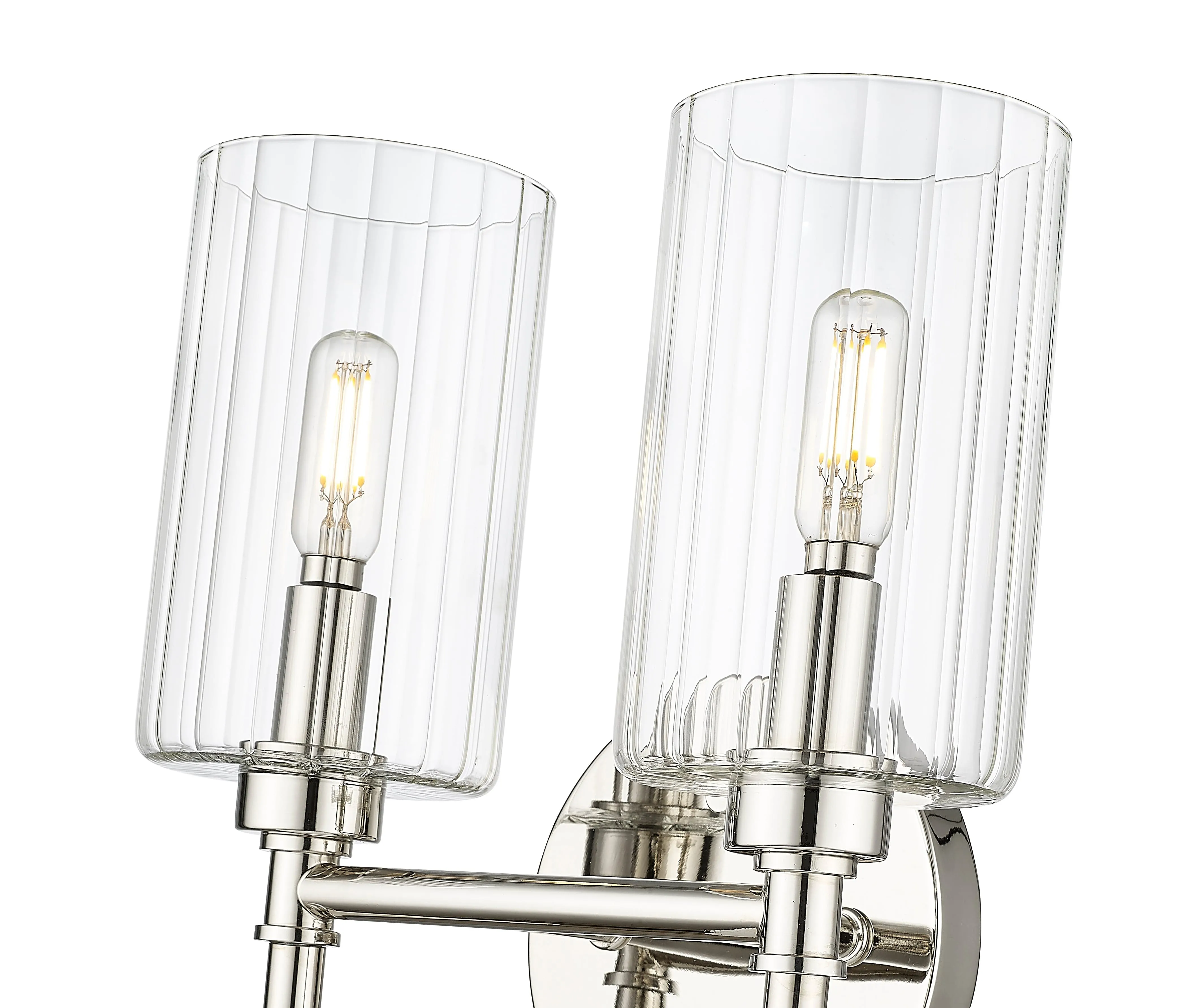 2 Lamps Chastine Vanity Light - Polished Nickel - Clear Beveled Glass - 10.5in. Wide