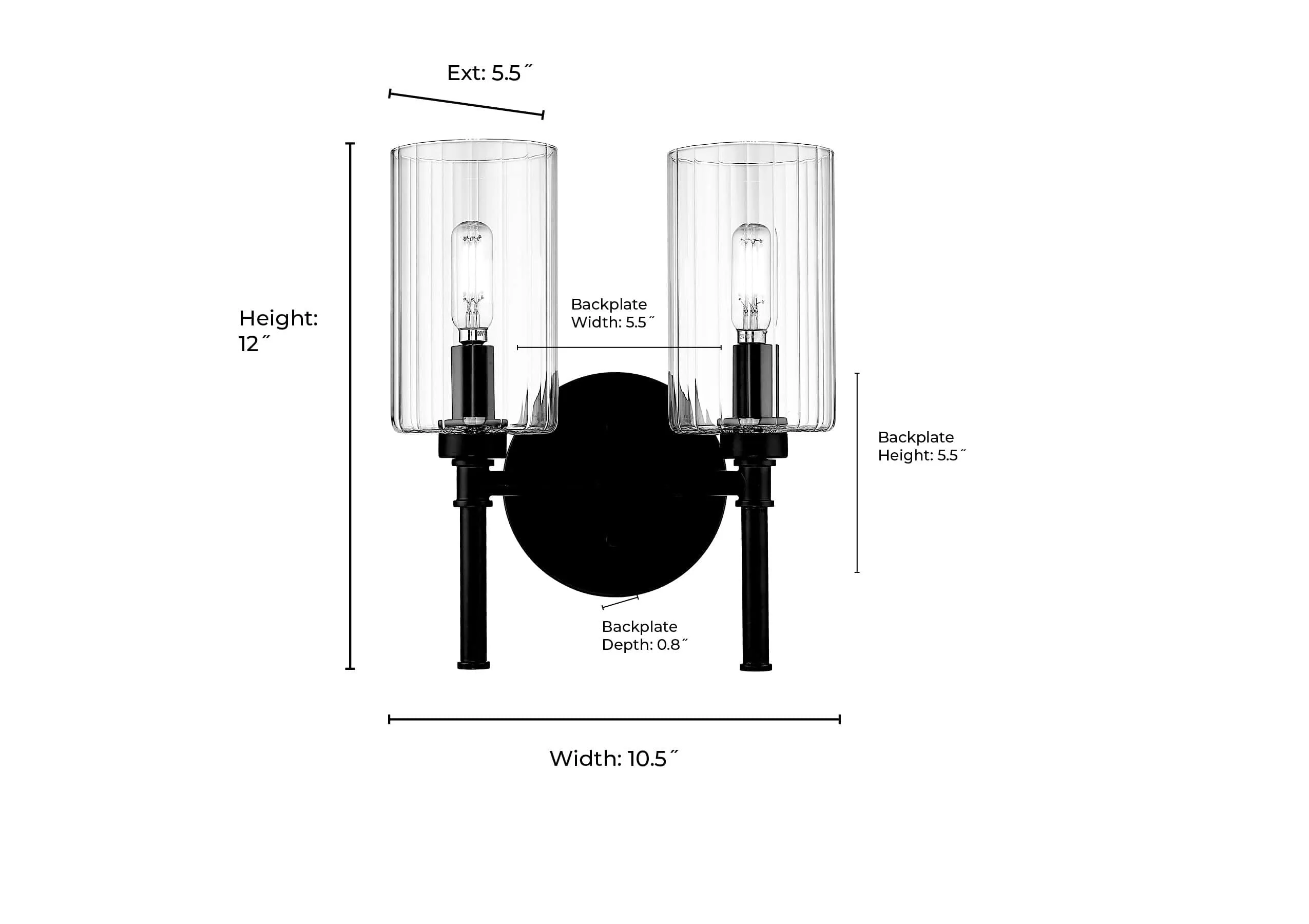 2 Lamps Chastine Vanity Light - Polished Nickel - Clear Beveled Glass - 10.5in. Wide