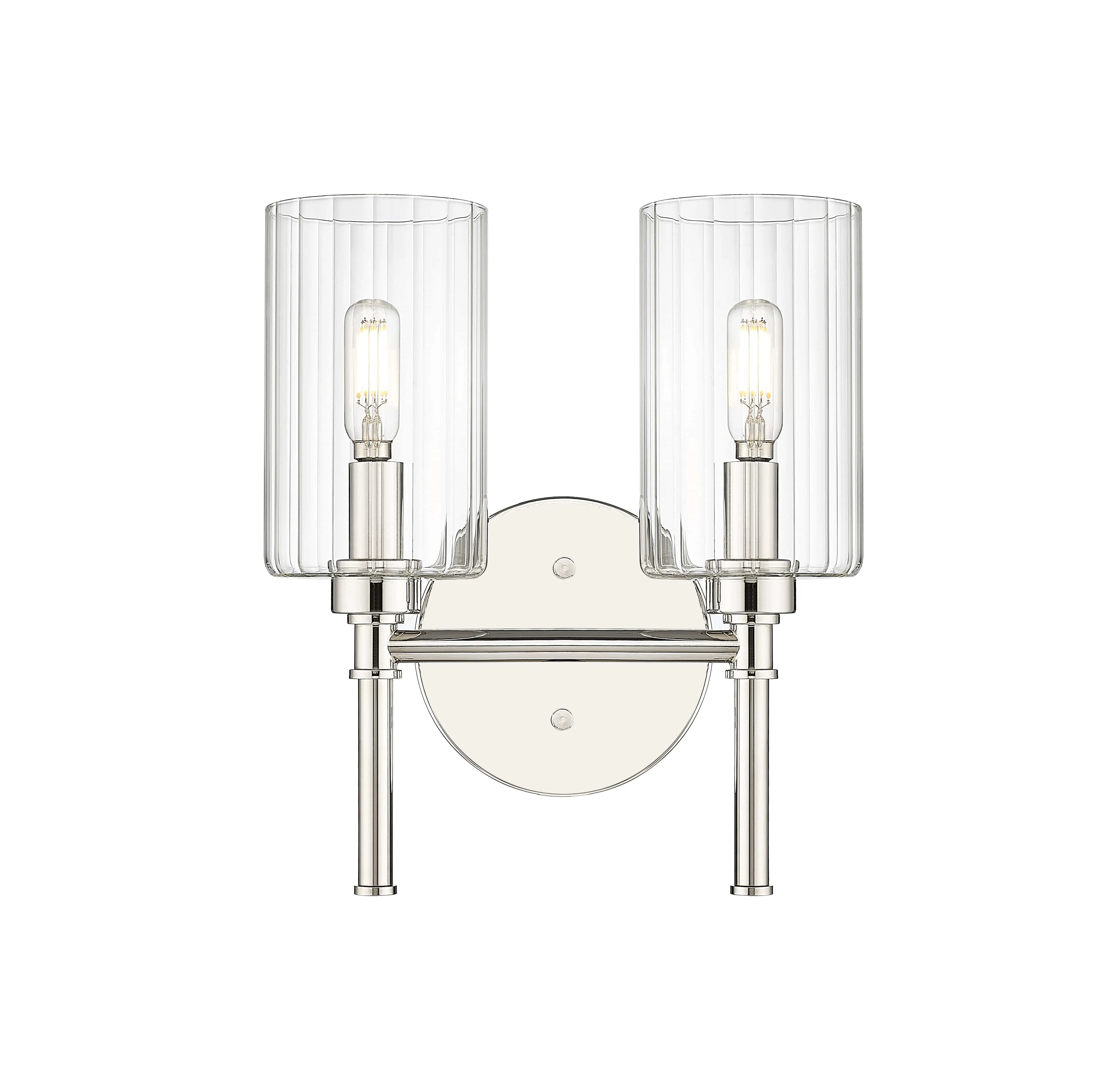 2 Lamps Chastine Vanity Light - Polished Nickel - Clear Beveled Glass - 10.5in. Wide