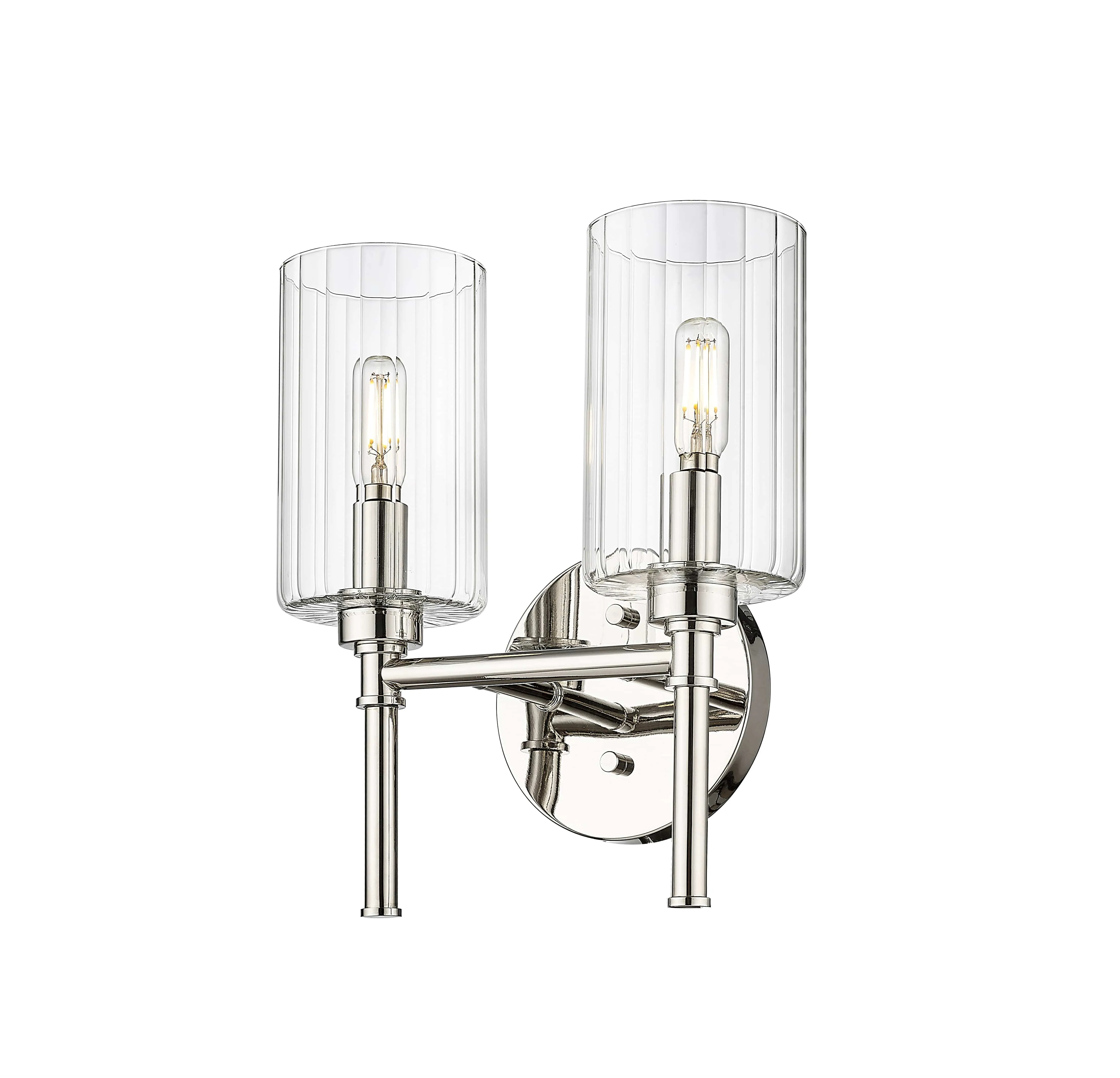 2 Lamps Chastine Vanity Light - Polished Nickel - Clear Beveled Glass - 10.5in. Wide