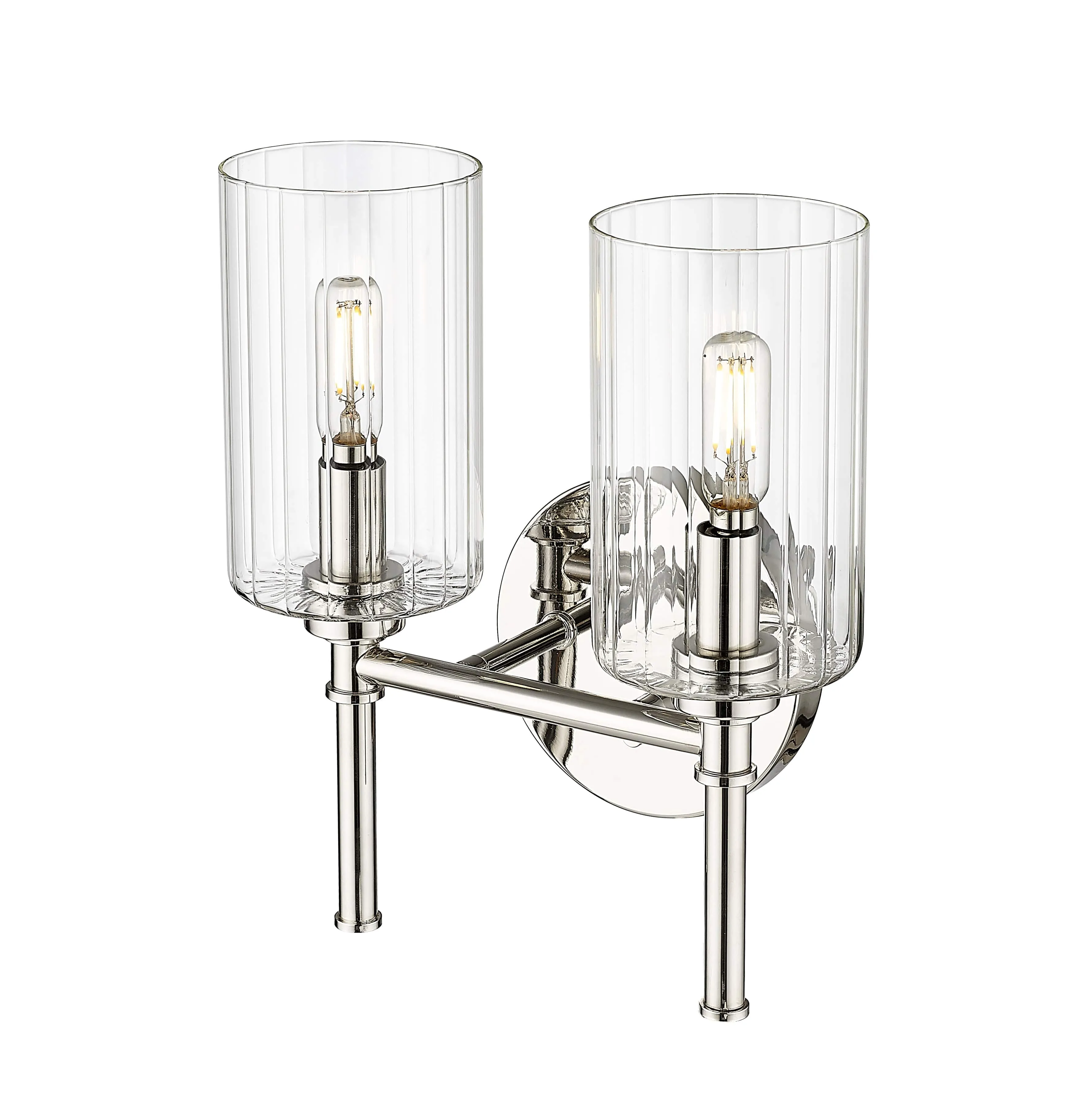 2 Lamps Chastine Vanity Light - Polished Nickel - Clear Beveled Glass - 10.5in. Wide