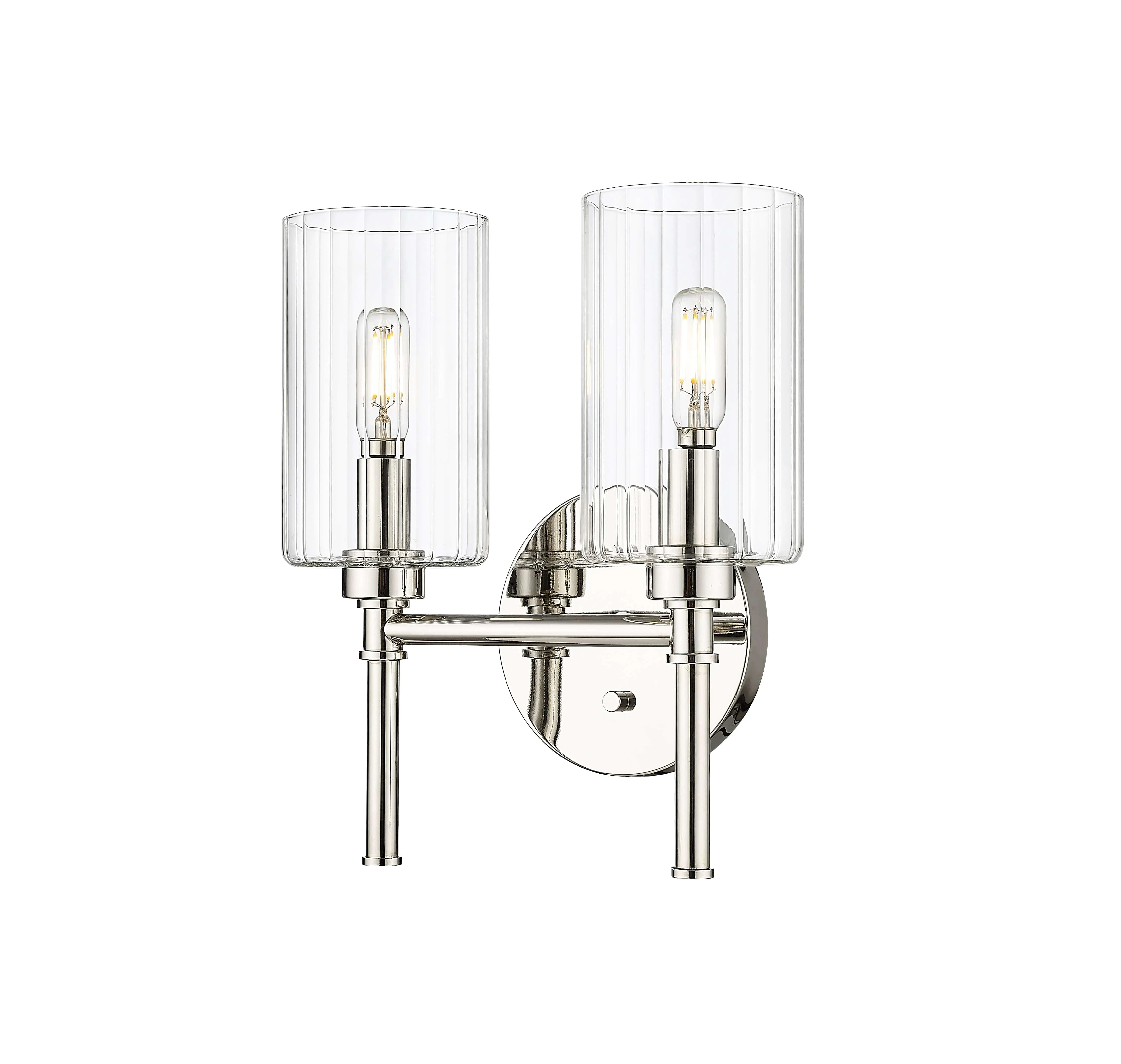 2 Lamps Chastine Vanity Light - Polished Nickel - Clear Beveled Glass - 10.5in. Wide