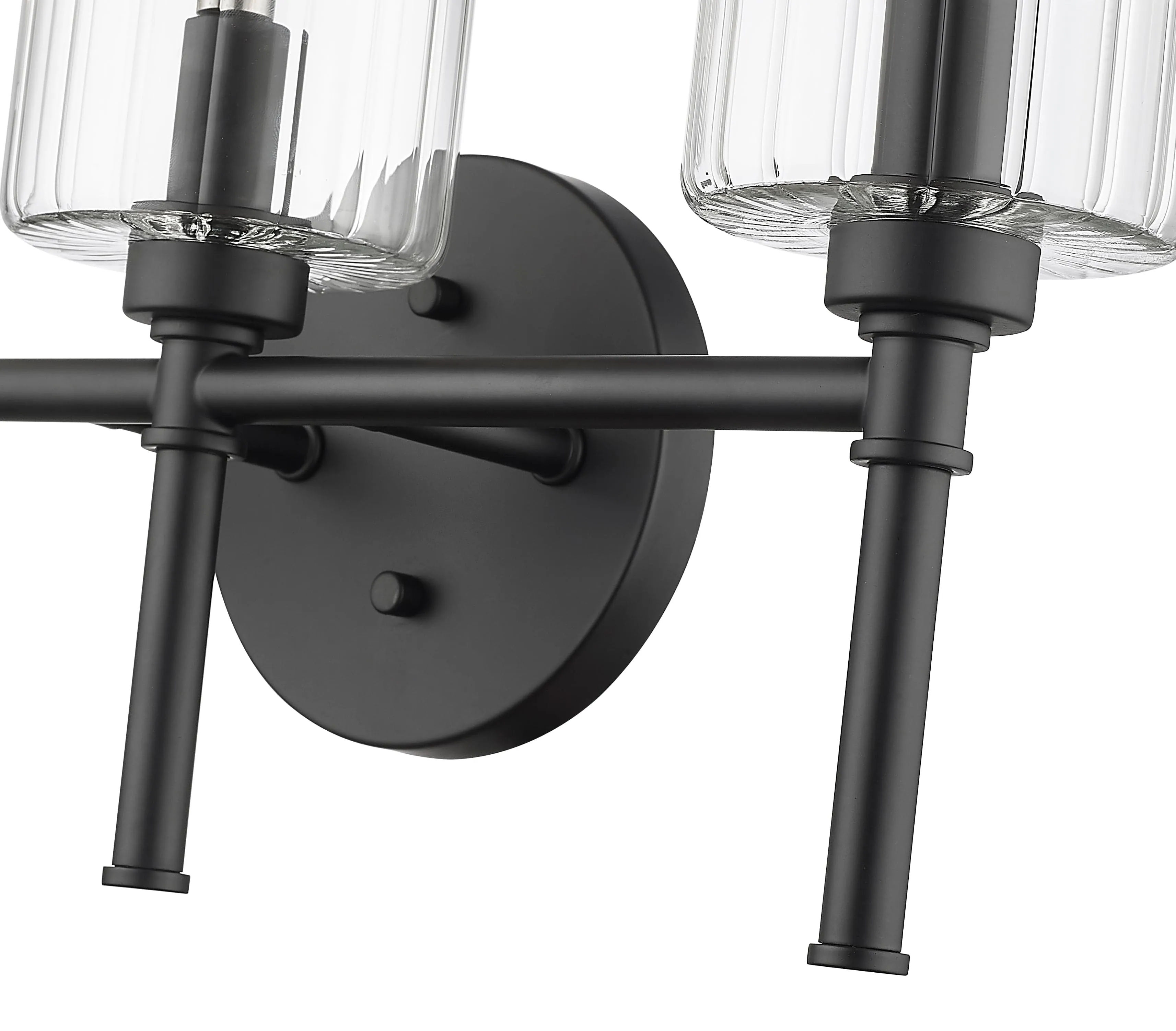 3 Lamps Chastine Vanity Light - Matte Black - Clear Beveled Glass - 19in. Wide