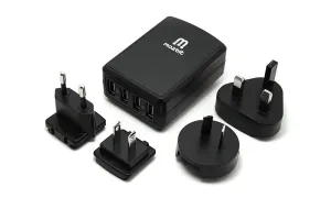 4-Port USB Travel Charger, Intl Adapters, Voltage Detection