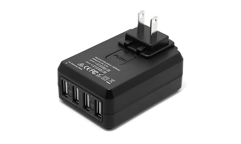 4-Port USB Travel Charger, Intl Adapters, Voltage Detection