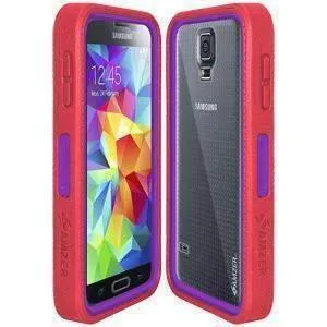 Amzer CRUSTA Rugged Case Pale Red on Purple Shell Tempered Glass with Holster