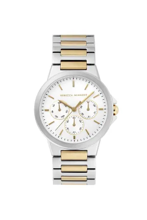 Cali Two Tone Stud Strap Gold Plated Bracelet Watch, 36MM