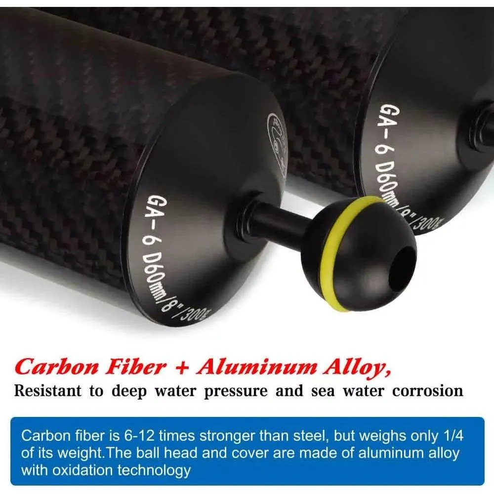 Carbon Fiber Float Arms for Strobes/Lights (Long) - D60/80