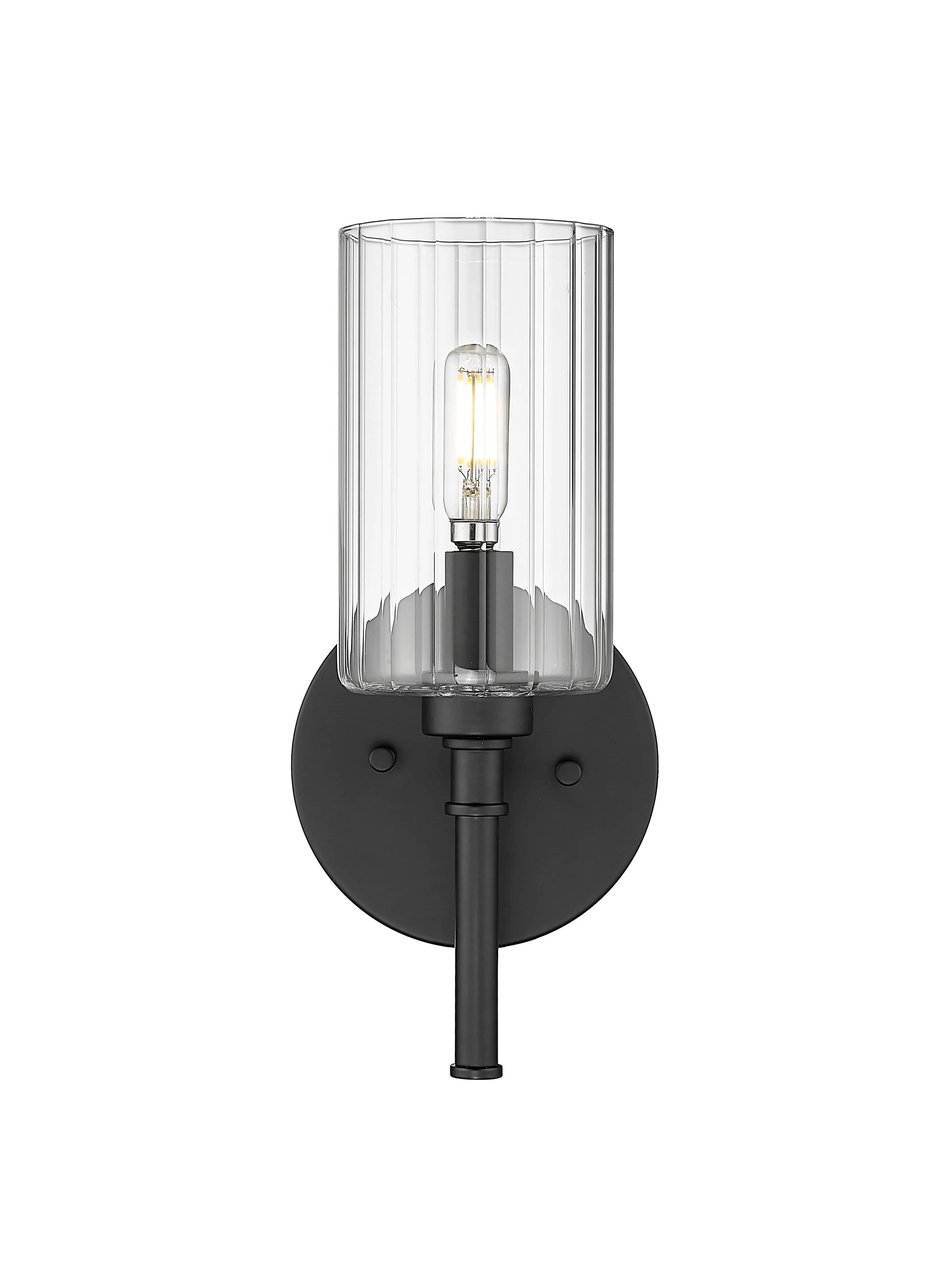 Chastine Wall Sconce - Matte Black - Clear Beveled Glass - 5.5in. Extension - E12 Candelabra Base