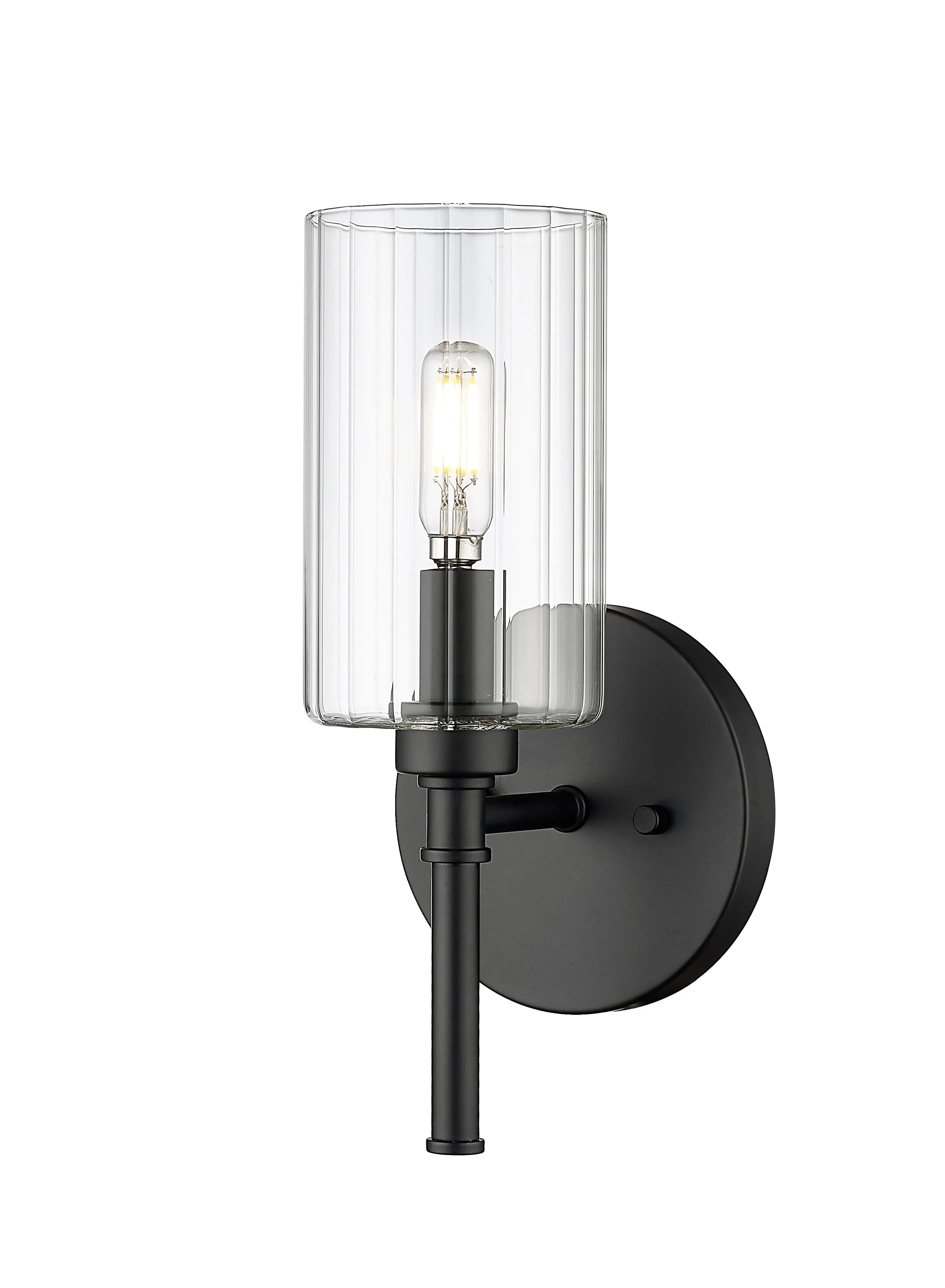 Chastine Wall Sconce - Matte Black - Clear Beveled Glass - 5.5in. Extension - E12 Candelabra Base