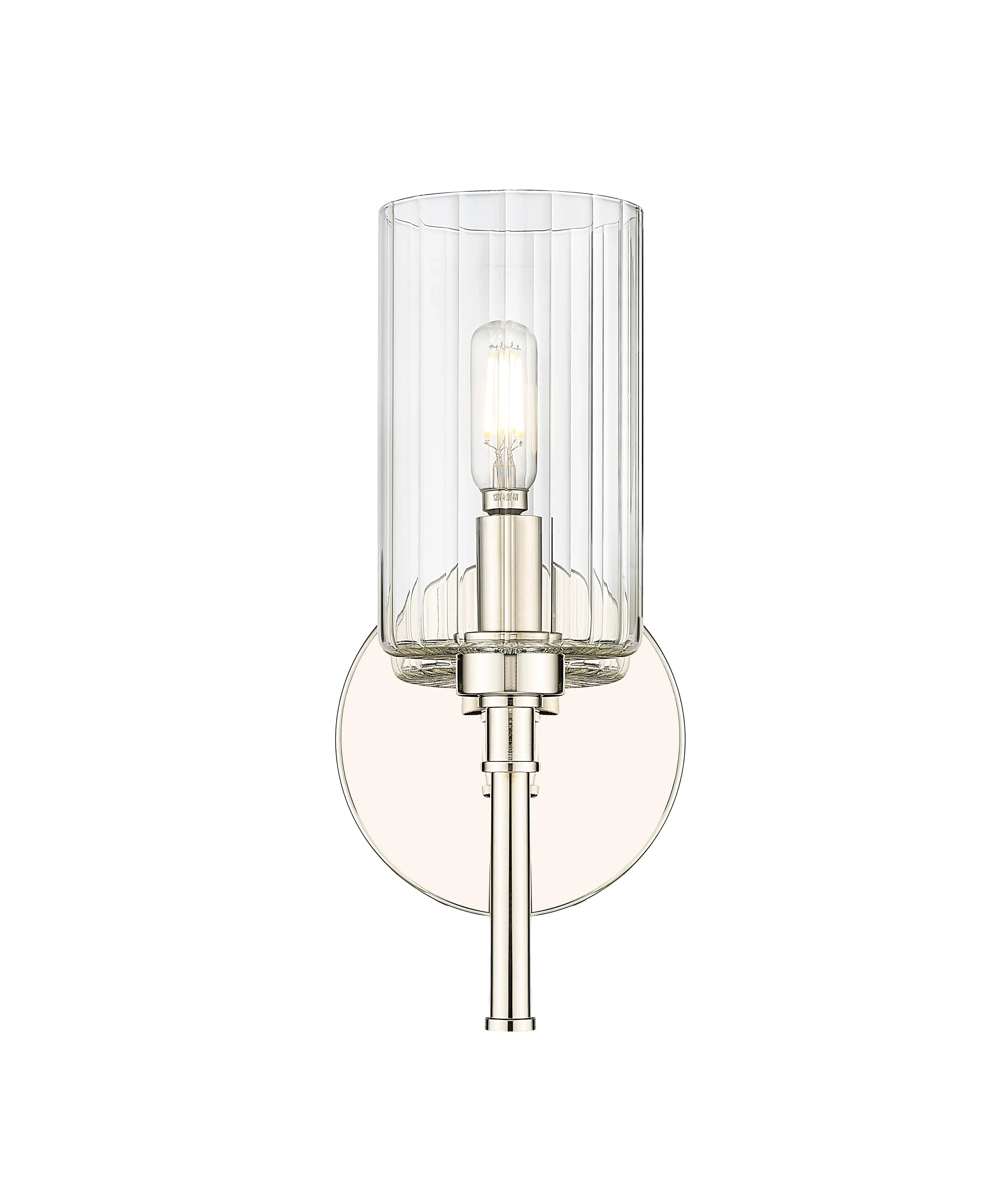 Chastine Wall Sconce - Polished Nickel - Clear Beveled Glass - 5.5in. Extension - E12 Candelabra Base