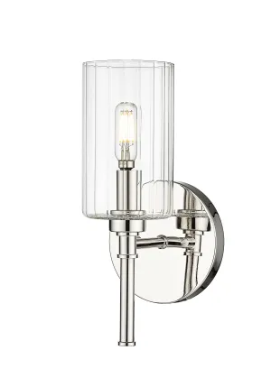 Chastine Wall Sconce - Polished Nickel - Clear Beveled Glass - 5.5in. Extension - E12 Candelabra Base