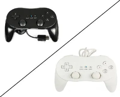 Classic Pro Game Joysticks Controller Remote for Nintendo Wii Multi Color Black White - White