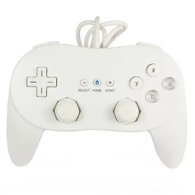 Classic Pro Game Joysticks Controller Remote for Nintendo Wii Multi Color Black White - White