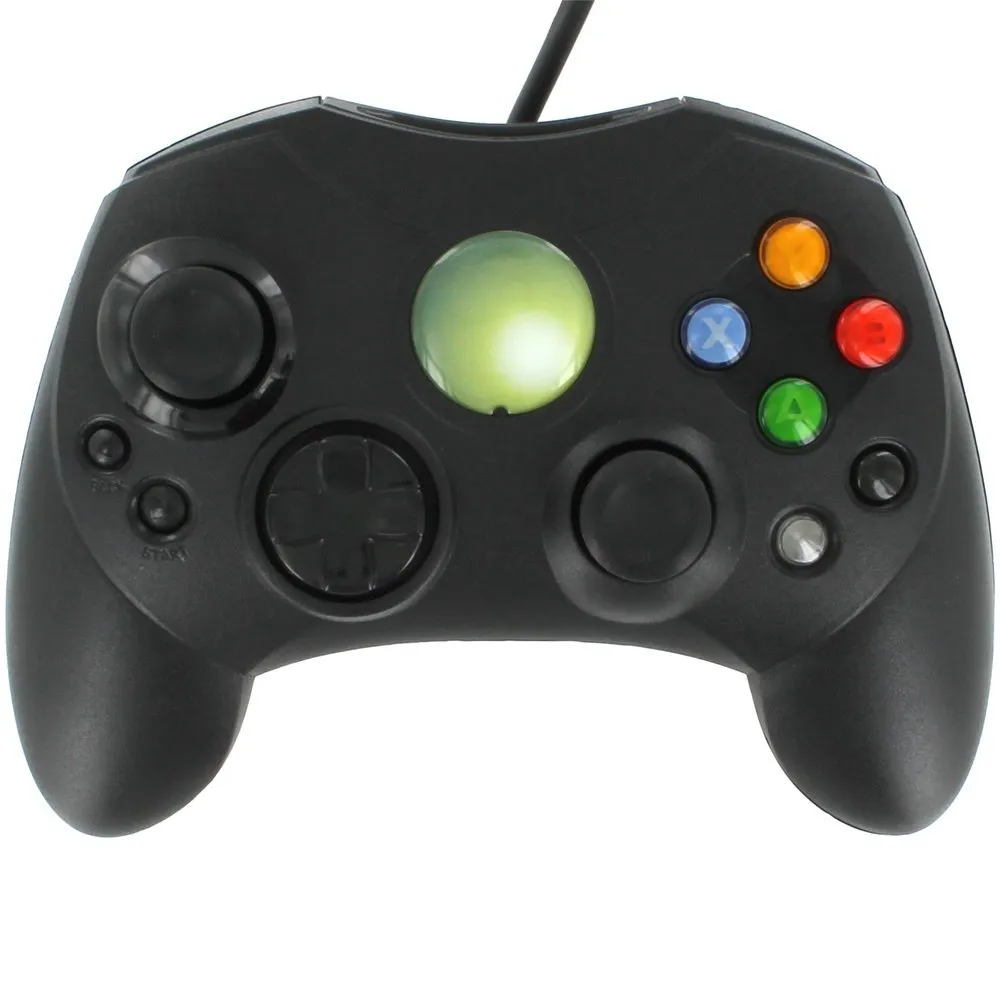 Compatible wired slim S-Type gamepad controller for original Microsoft Xbox - 2 pack black | ZedLabz