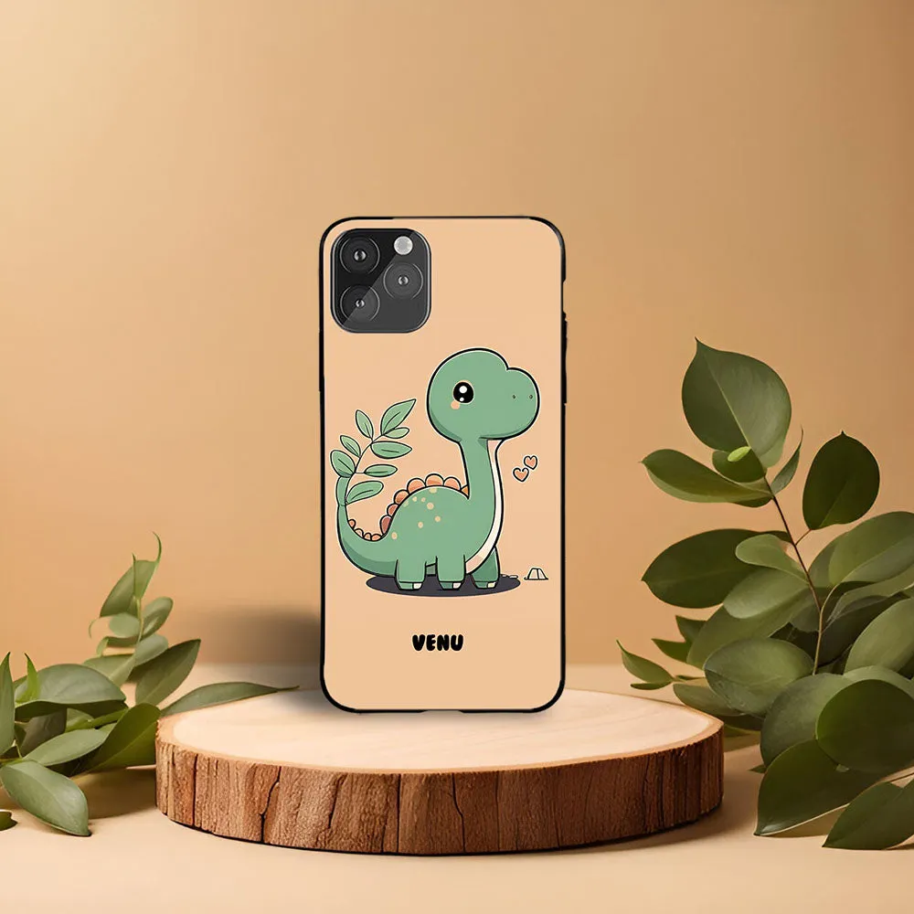 Cute Dino Printed Name Protective Phone Case