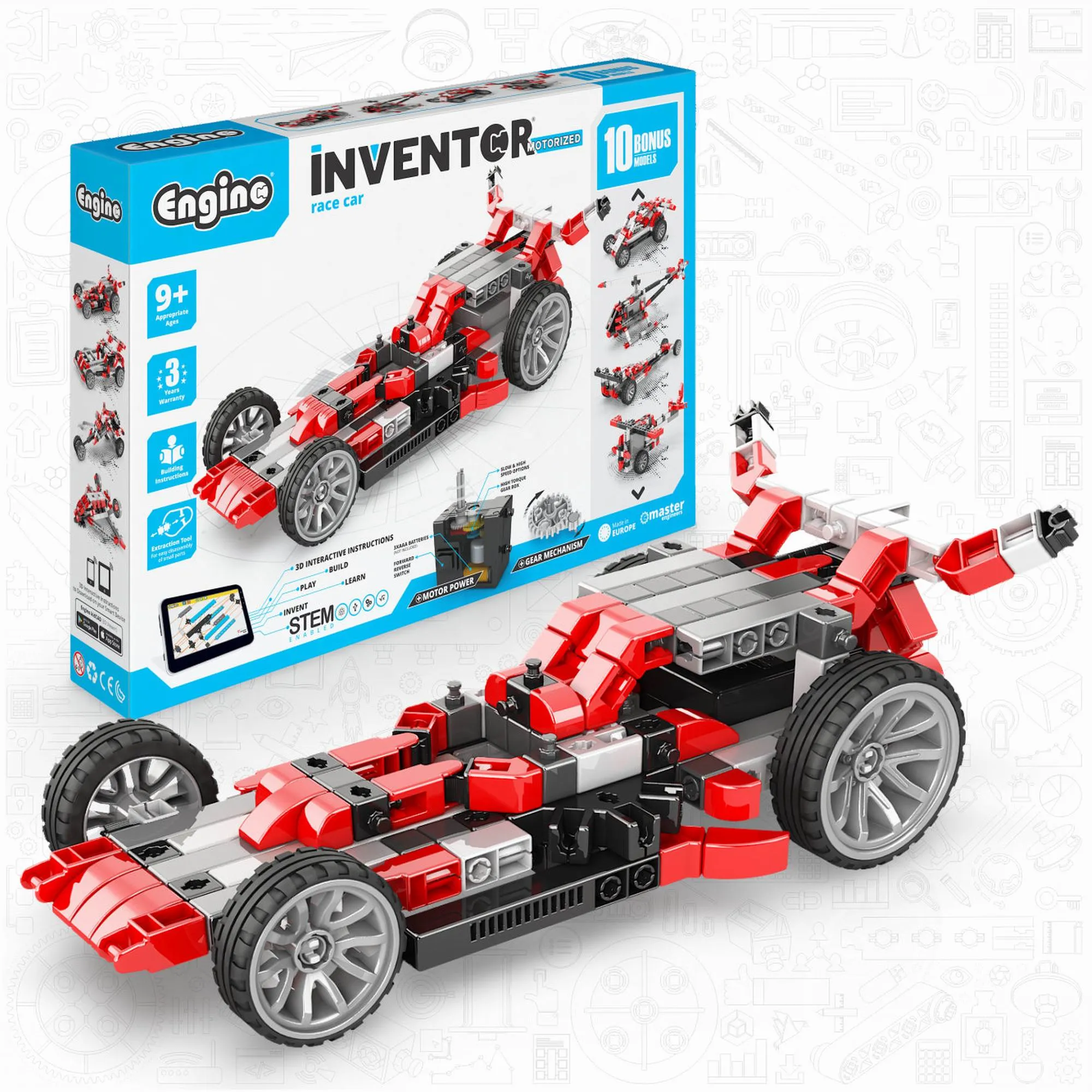 Engino Inventor Motorized “Race Car” With 10 Bonus Models