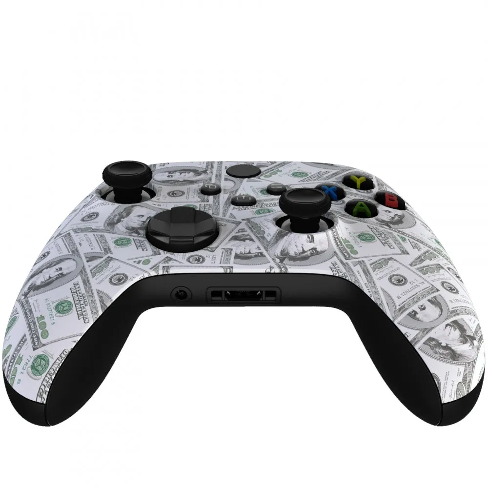 eXtremeRate 100$ Cash Money Replacement Part Faceplate, Soft Touch Grip Housing Shell Case for Xbox Series S & Xbox Series X Controller Accessories - Controller NOT Included - FX3S203