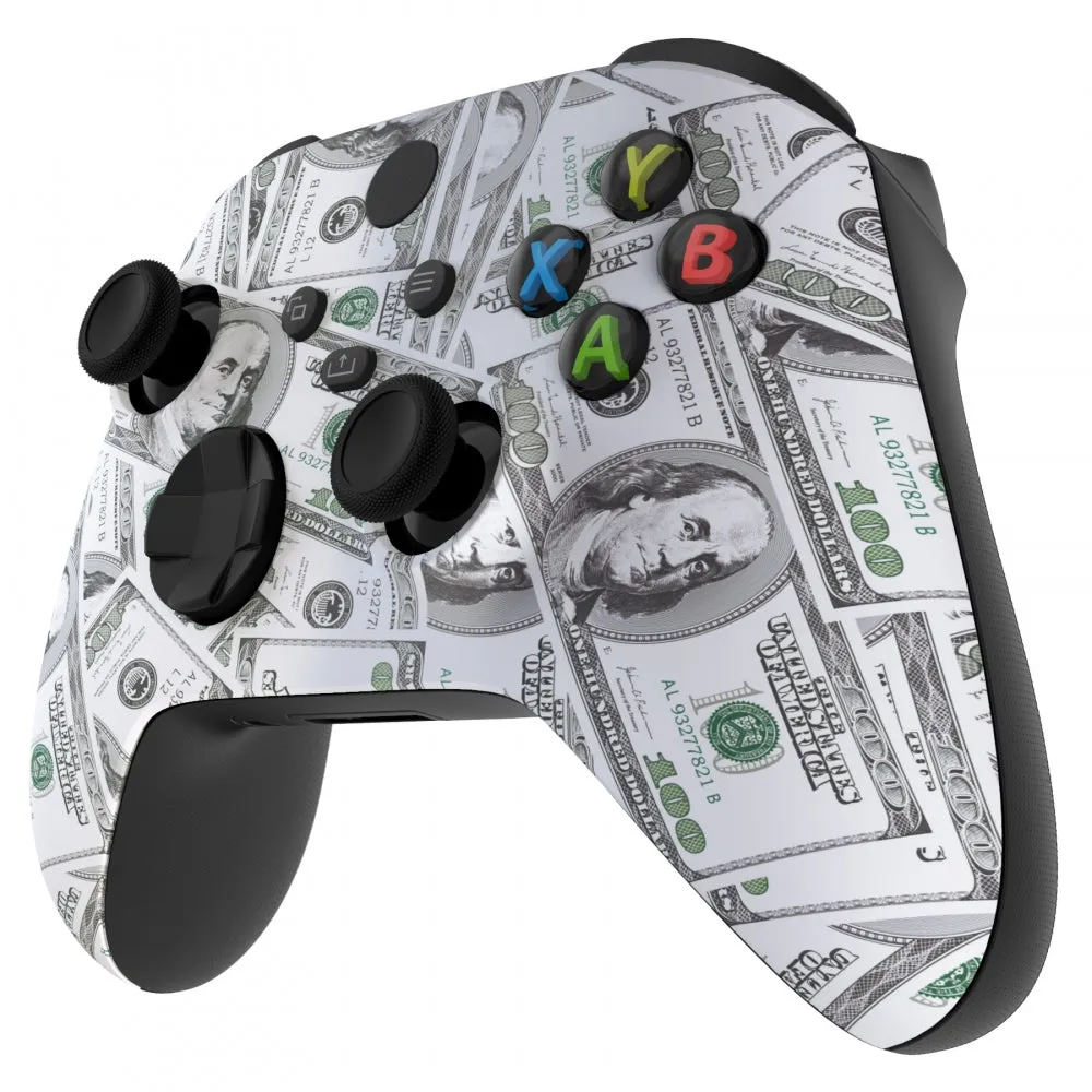 eXtremeRate 100$ Cash Money Replacement Part Faceplate, Soft Touch Grip Housing Shell Case for Xbox Series S & Xbox Series X Controller Accessories - Controller NOT Included - FX3S203