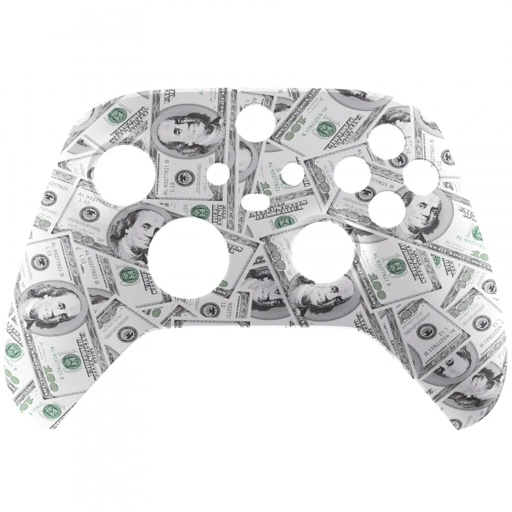 eXtremeRate 100$ Cash Money Replacement Part Faceplate, Soft Touch Grip Housing Shell Case for Xbox Series S & Xbox Series X Controller Accessories - Controller NOT Included - FX3S203