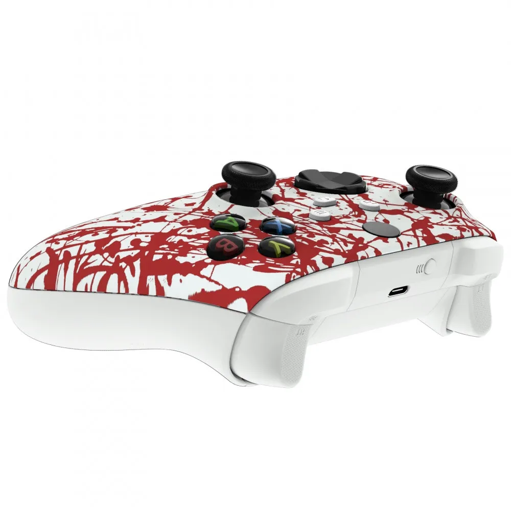 eXtremeRate Blood Replacement Part Faceplate, Soft Touch Grip Housing Shell Case for Xbox Series S & Xbox Series X Controller Accessories - Controller NOT Included - FX3S205