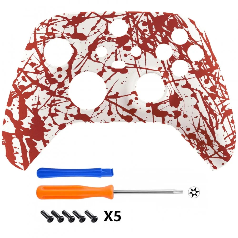 eXtremeRate Blood Replacement Part Faceplate, Soft Touch Grip Housing Shell Case for Xbox Series S & Xbox Series X Controller Accessories - Controller NOT Included - FX3S205