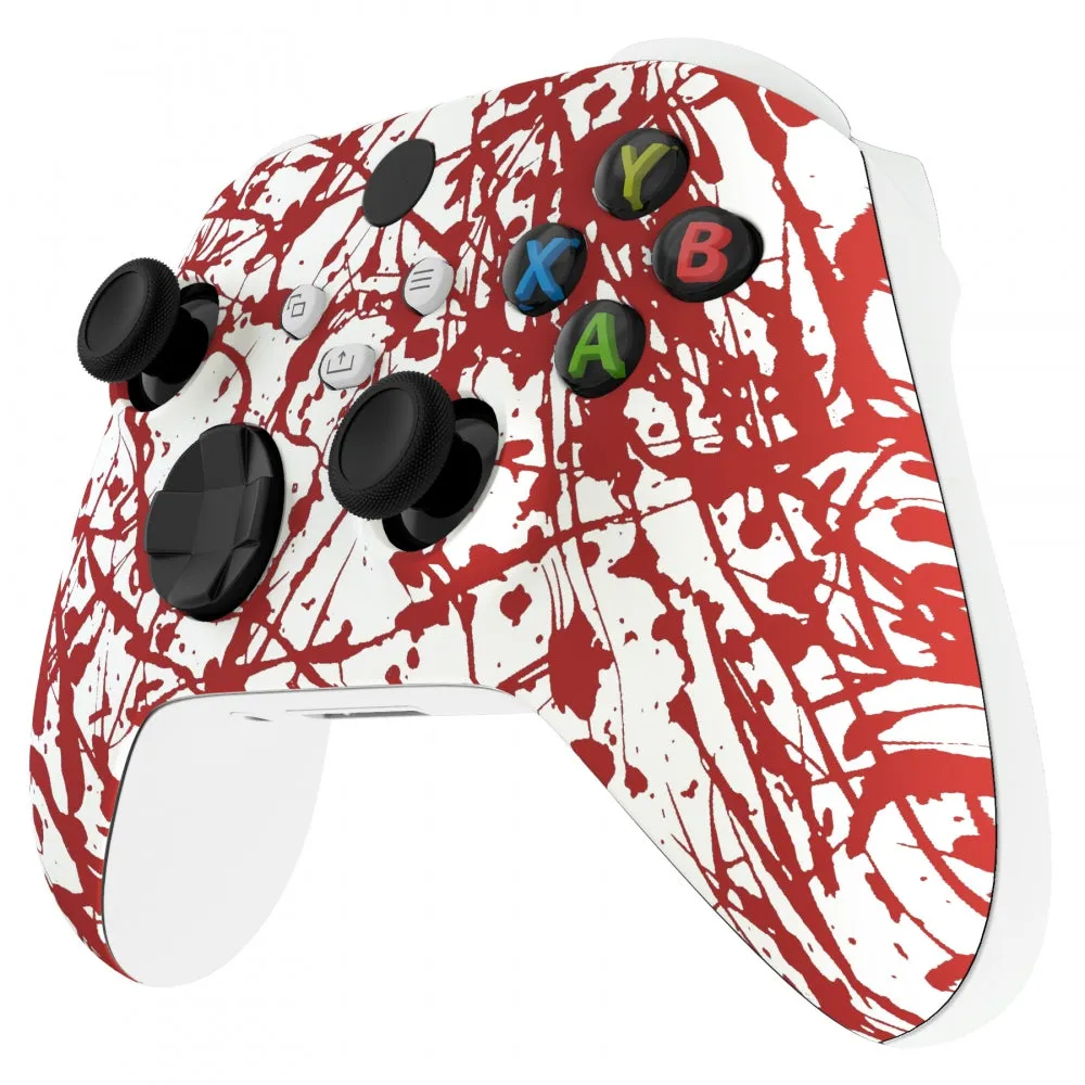 eXtremeRate Blood Replacement Part Faceplate, Soft Touch Grip Housing Shell Case for Xbox Series S & Xbox Series X Controller Accessories - Controller NOT Included - FX3S205