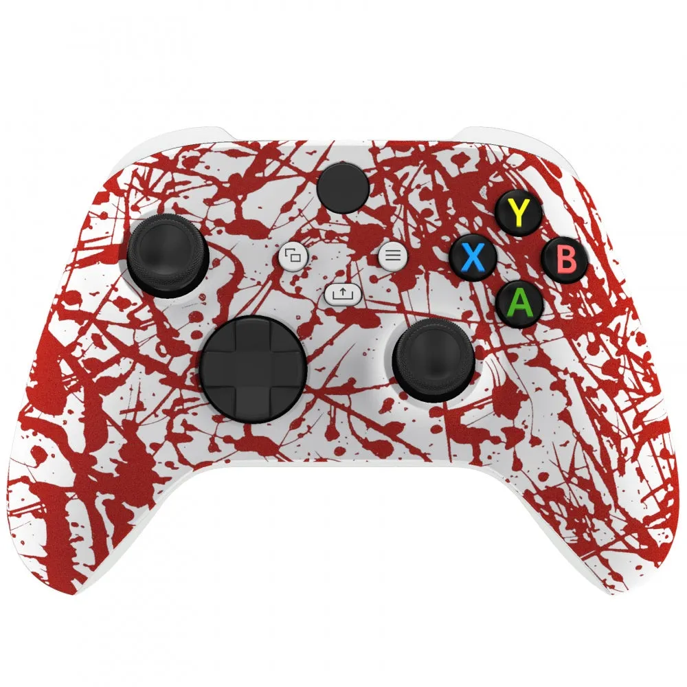 eXtremeRate Blood Replacement Part Faceplate, Soft Touch Grip Housing Shell Case for Xbox Series S & Xbox Series X Controller Accessories - Controller NOT Included - FX3S205