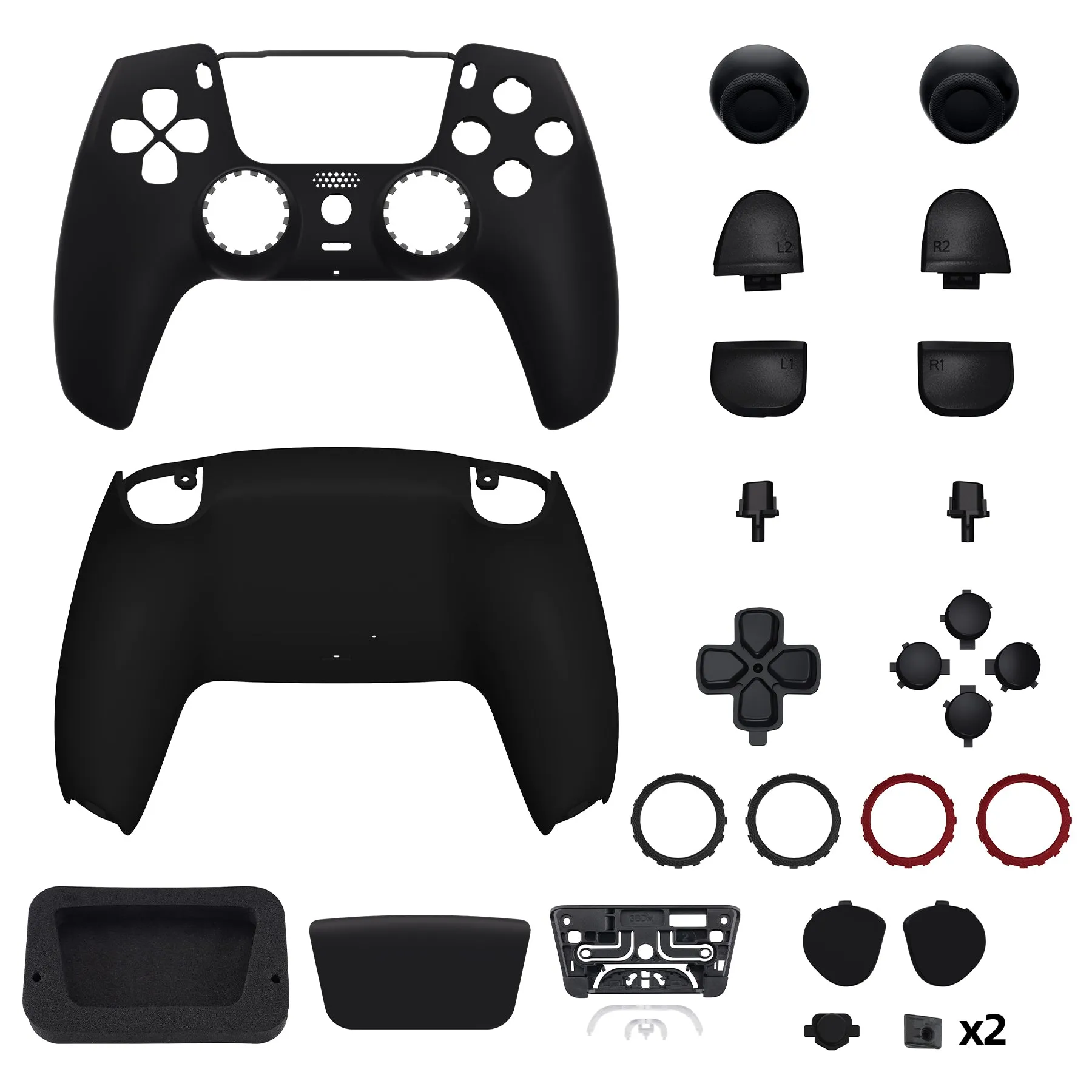 eXtremeRate Luna Redesigned Full Set Shells & Buttons for PS5 Controller BDM-030/040/050 - Black - KQXPFP001