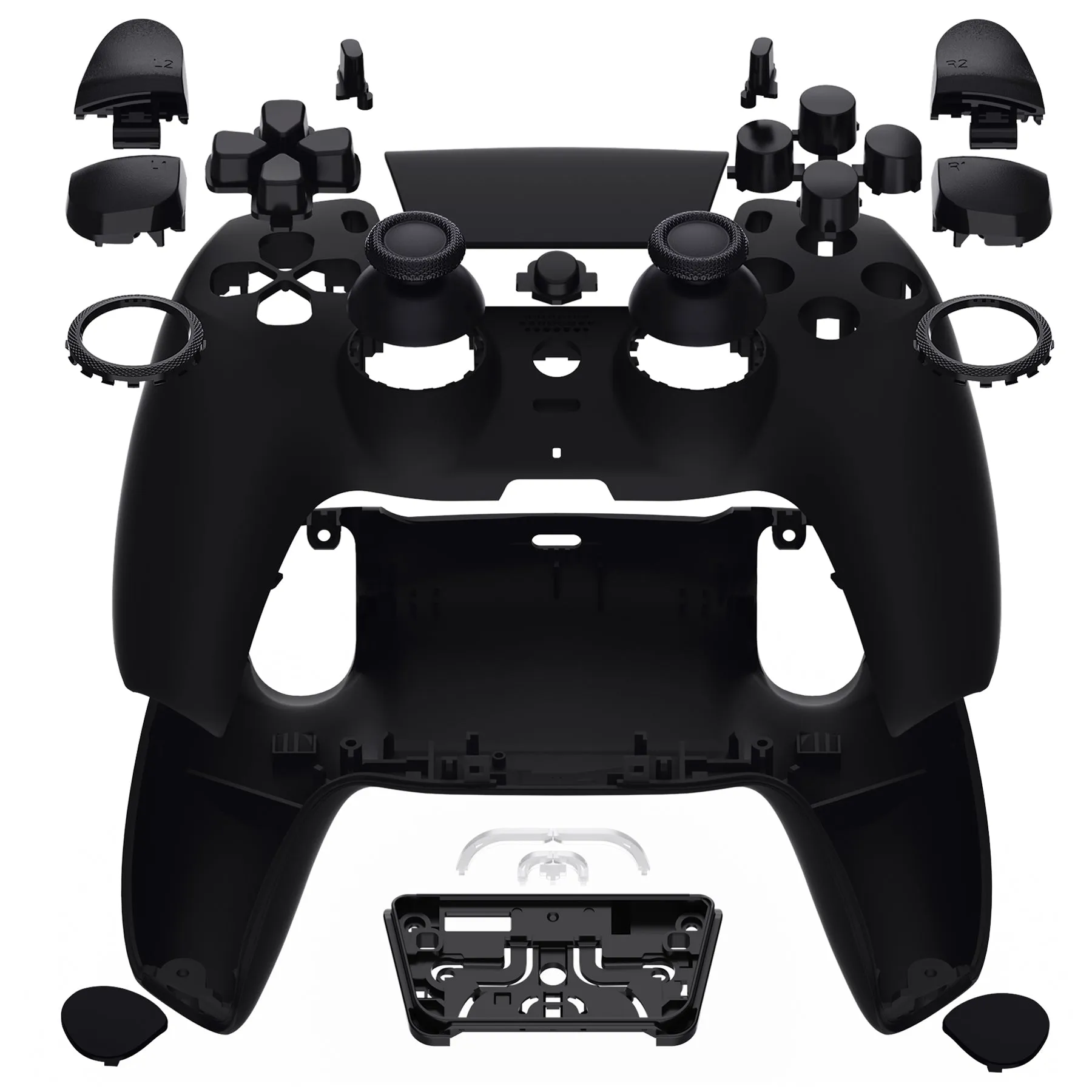 eXtremeRate Luna Redesigned Full Set Shells & Buttons for PS5 Controller BDM-030/040/050 - Black - KQXPFP001