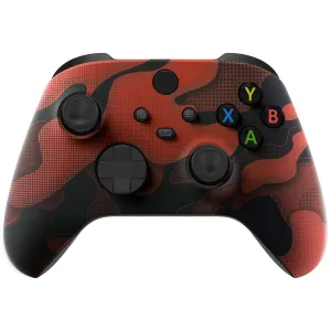 eXtremeRate Red Black Camouflage Replacement Part Faceplate, Soft Touch Grip Housing Shell Case for Xbox Series S & Xbox Series X Controller Accessories - Controller NOT Included - FX3T135