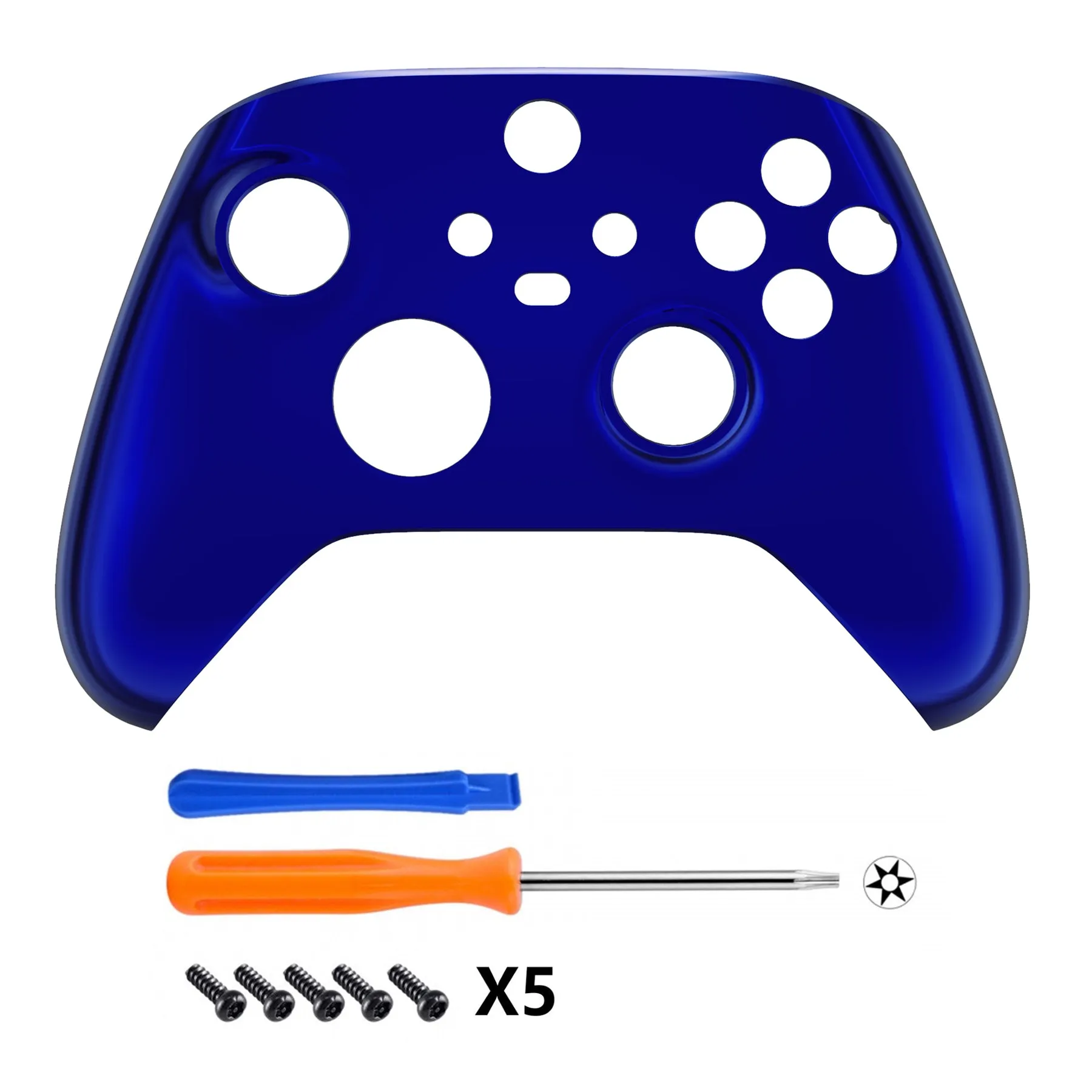 eXtremeRate Replacement Front Housing Shell for Xbox Series X Controller, Chrome Blue Custom Cover Faceplate for Xbox Series S Controller - Controller NOT Included - FX3D404