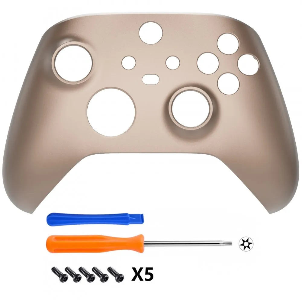 eXtremeRate Rose Gold Replacement Part Faceplate,Grip Housing Shell Case for Xbox Series S & Xbox Series X Controller Accessories - Controller NOT Included - FX3P347