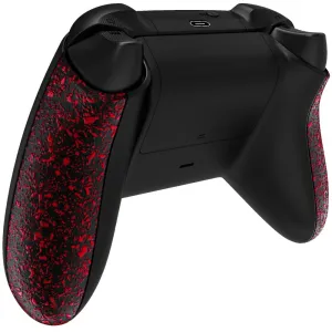 eXtremeRate Textured Red Back Panels, Comfortable Non-Slip Side Rails, 3D Splashing Handles, Game Improvement Replacement Parts for Xbox Series X/S Controller - Controller NOT Included - PX3P342