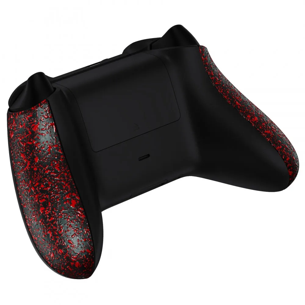 eXtremeRate Textured Red Back Panels, Comfortable Non-Slip Side Rails, 3D Splashing Handles, Game Improvement Replacement Parts for Xbox Series X/S Controller - Controller NOT Included - PX3P342