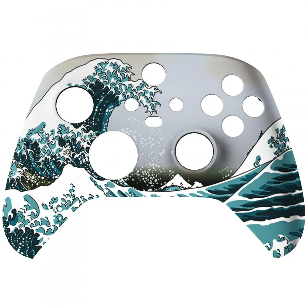 eXtremeRate The Great Wave Replacement Part Faceplate, Soft Touch Grip Housing Shell Case for Xbox Series S & Xbox Series X Controller Accessories - Controller NOT Included - FX3T106