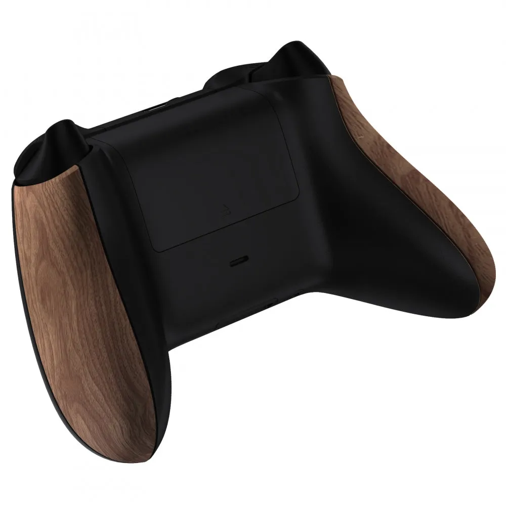 eXtremeRate Wood Grain Touch Grip Back Panels, Comfortable Non-Slip Side Rails Handles, Game Improvement Replacement Parts for Xbox Series S / X Controller - Controller NOT Included - PX3S215