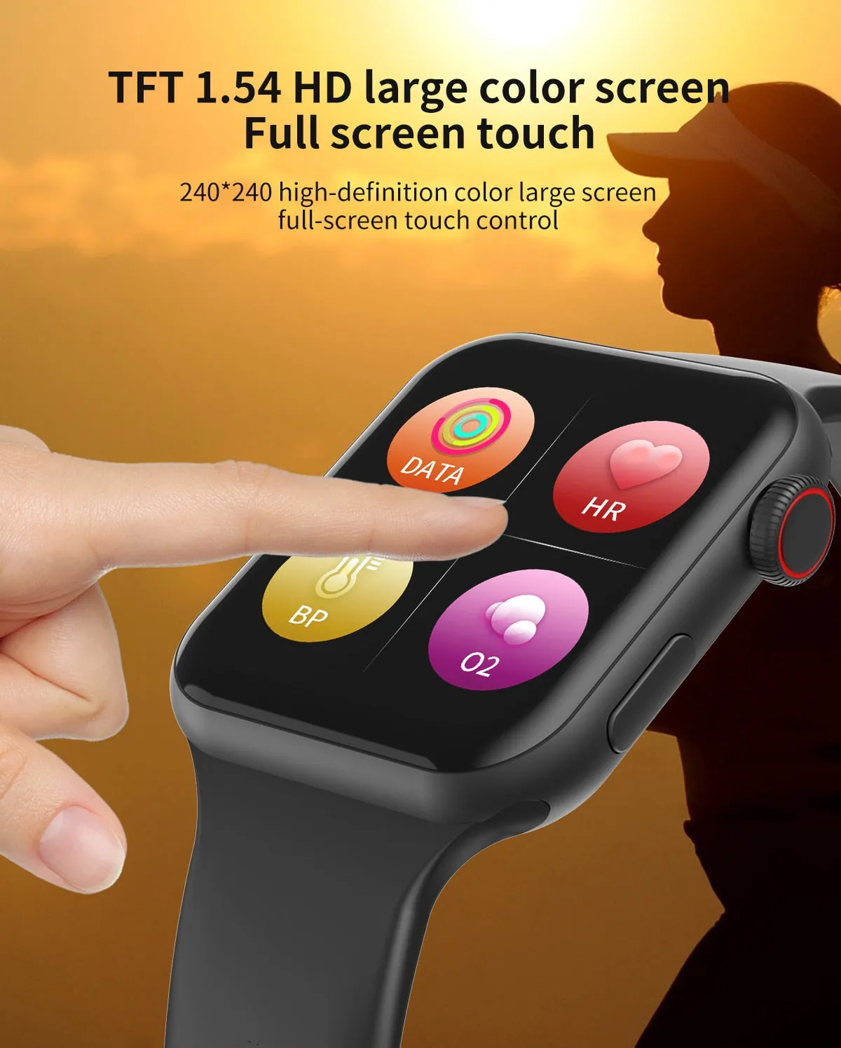 F10 Smart Watch IWO 8 Lite 1.54"IPS Touch 44mm Watch 4 Heart Rate Blood Pressure Multi Sport Mode Sport Smart Bracelet For iOS Android