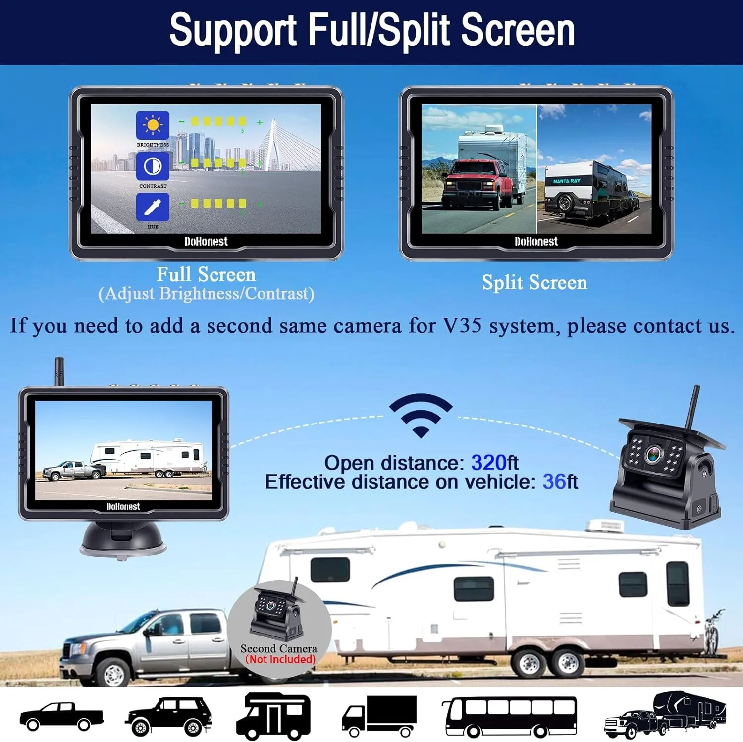 HD 1080P Wireless Solar Backup Camera Kit: Portable Magnetic Rear View for Trucks, RVs, and Campers