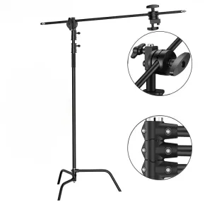 Hridz 150-330cm Black Heavy Duty C-Stand Adjustable Light Stand Load 20KG Capacity