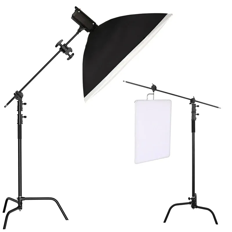 Hridz 150-330cm Black Heavy Duty C-Stand Adjustable Light Stand Load 20KG Capacity