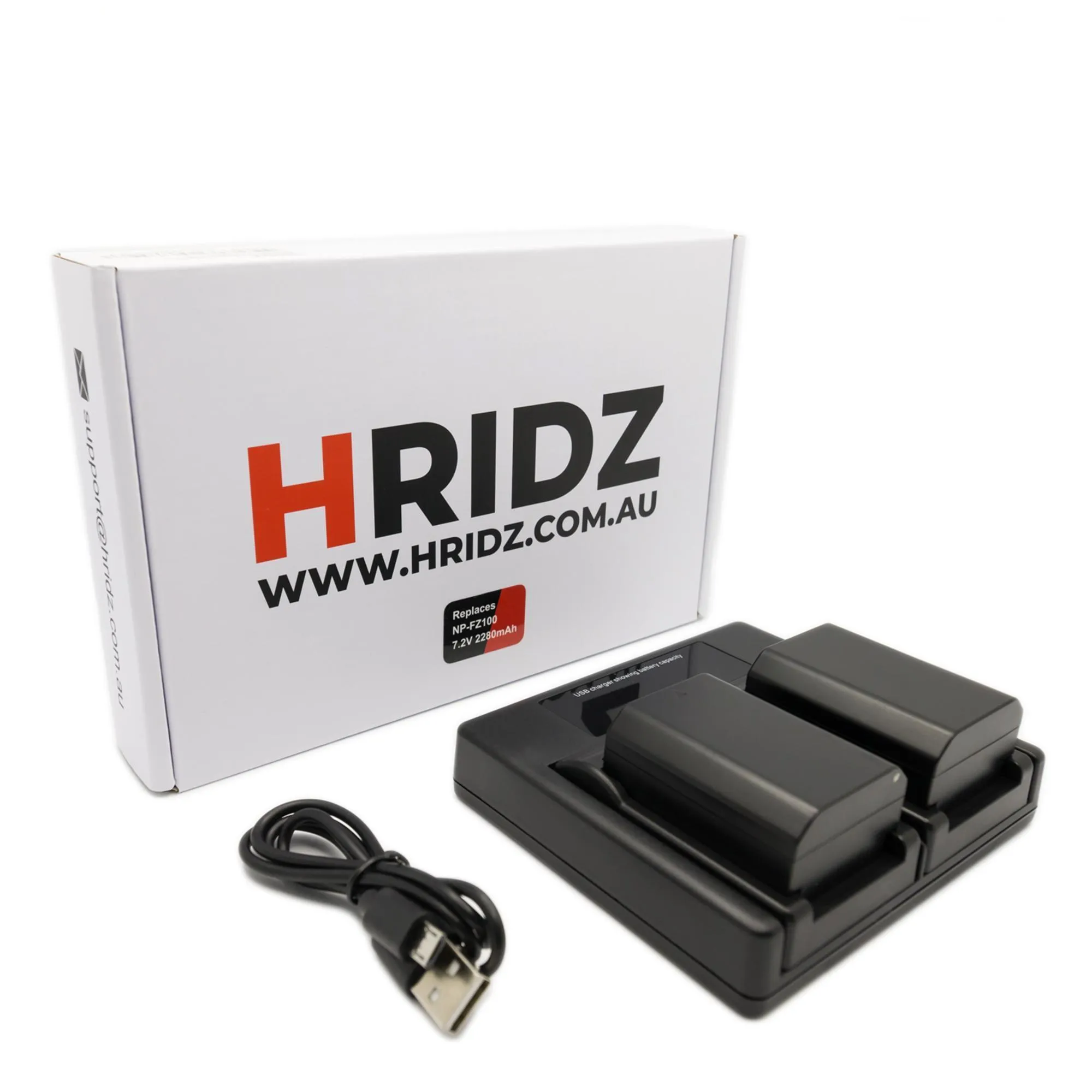 Hridz NP-FZ100 Battery and Dual Charger Pack for Sony A9 9R A9R A9S A7RIII A7RIV A6600