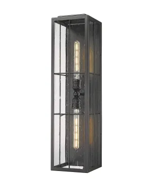 Jaxson Outdoor Wall Sconce - Powder Coated Black - Clear Seeded Glass - 8in. Extension - E26 Medium Base