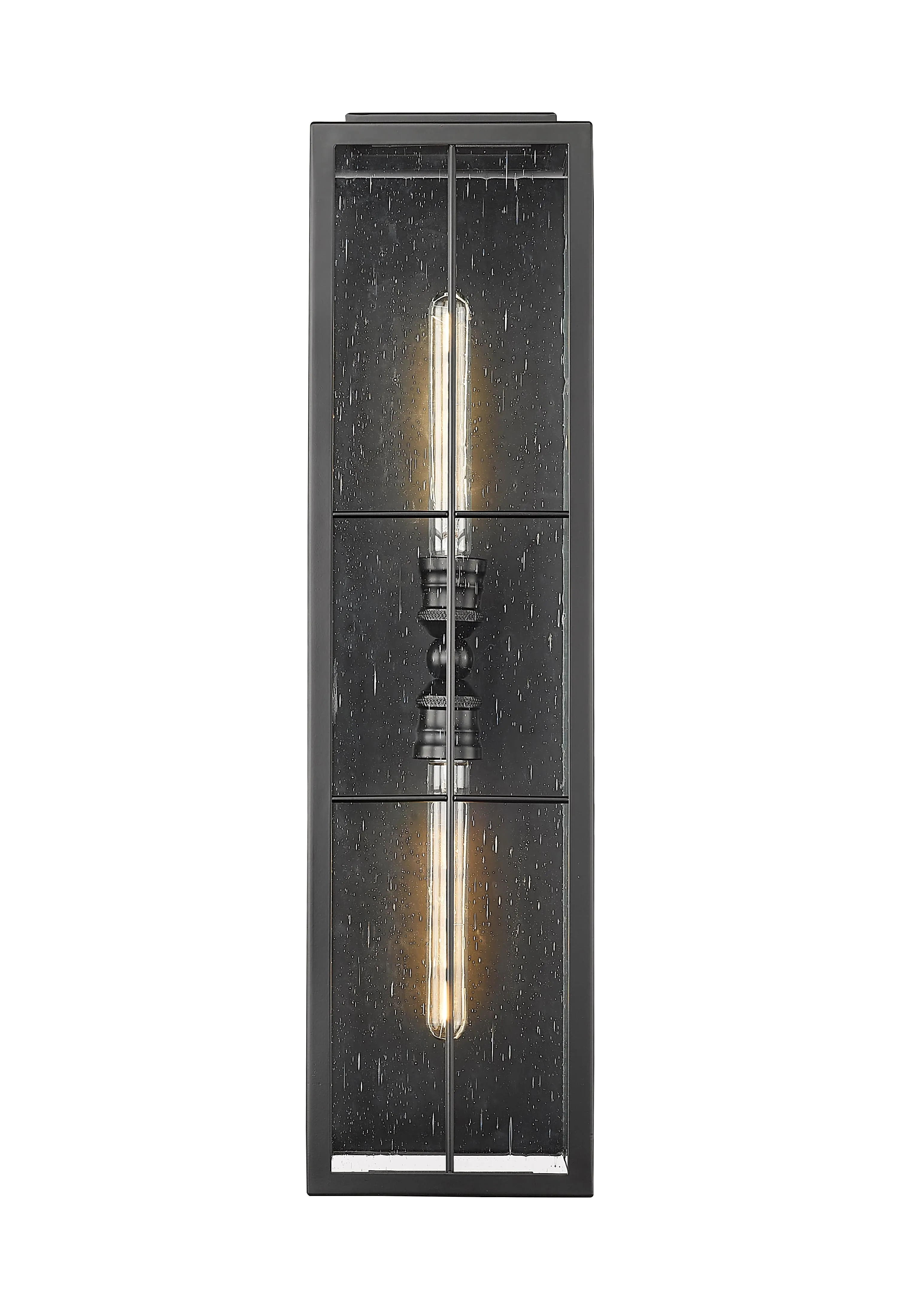 Jaxson Outdoor Wall Sconce - Powder Coated Black - Clear Seeded Glass - 8in. Extension - E26 Medium Base