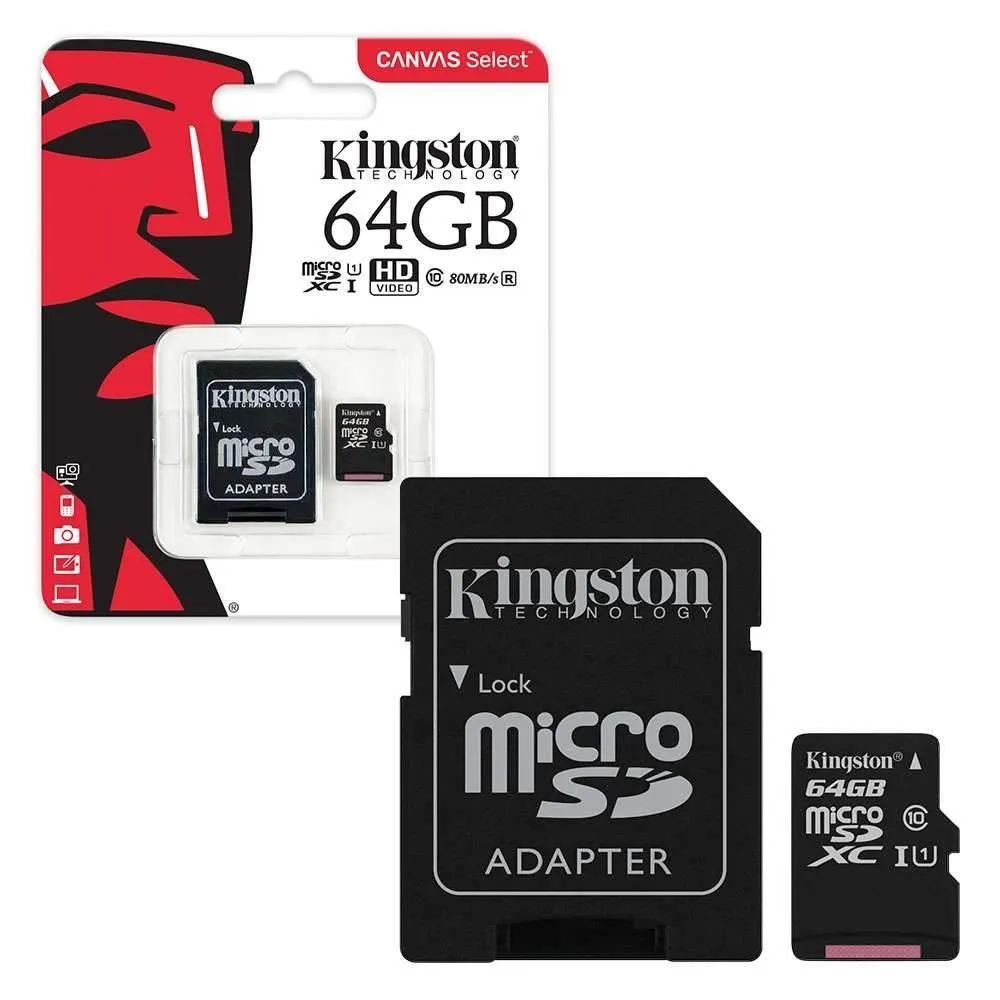 Kingston Micro SD Memory Cards plus free adaptor