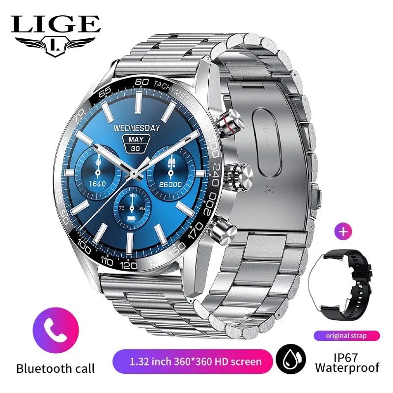 Lige 360 AMOLED HD Screen Watch For Men Smart Watch Bluetooth Calling Smartwatch 2022 Fashion Business Clock New Smartband Man