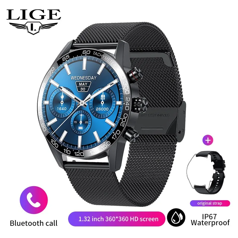 Lige 360 AMOLED HD Screen Watch For Men Smart Watch Bluetooth Calling Smartwatch 2022 Fashion Business Clock New Smartband Man