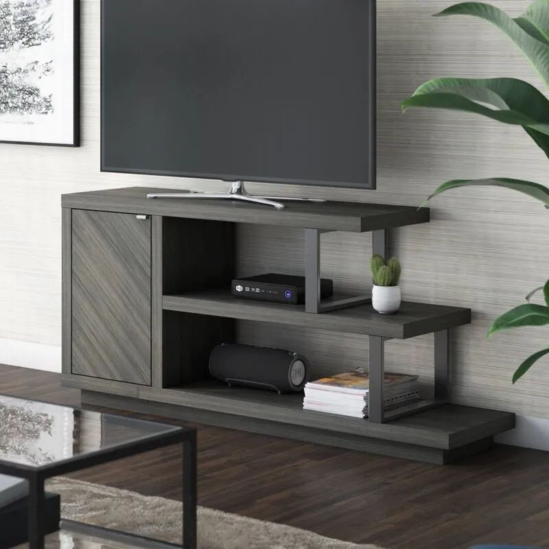 Light Gray TV Stand for TVs up to 50" Adjustable Shelving for Remotes, Gaming Controllers, Throws, and Other Must-Haves